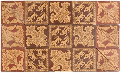Lot 518 - Qty of Craven and Dunhill encaustic floor tiles.
