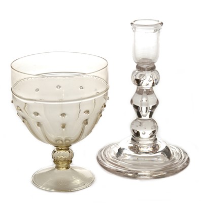 Lot 569 - Venetian goblet, glass candlestick