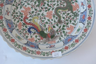 Lot 425 - Pair of reproduction Chinese famille verte chargers