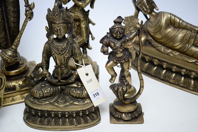 Lot 310 - Eight repro Indian/South East Asia brass figures of deities.