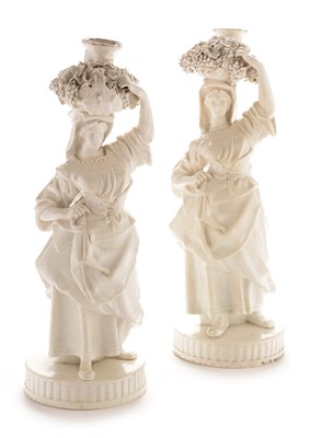 Lot 519 - Pair of King Street Derby candlestick figures in the white