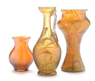 Lot 593 - Two Loetz trailed vases and a WMF vase