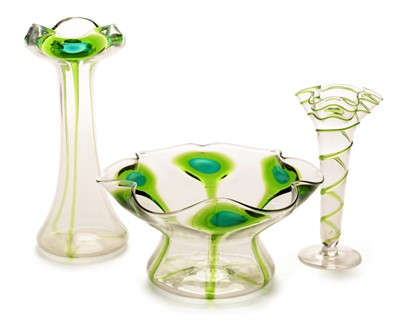 Lot 615 - Three art nouveau glass vases