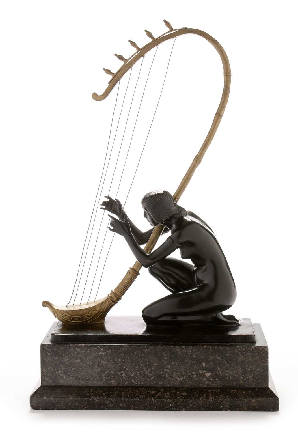 Lot 807 - Hans Muller Bronze harp player