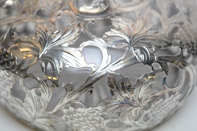 Lot 395 - Silver plate overlay cut glass decanter.