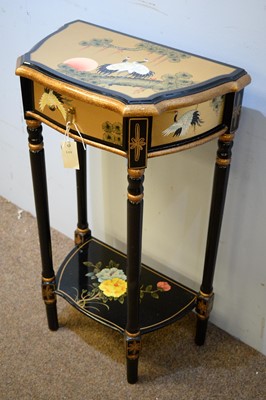 Lot 96 - 20th Century lacquered side table and four panel screen