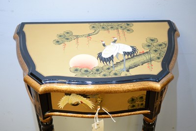Lot 96 - 20th Century lacquered side table and four panel screen