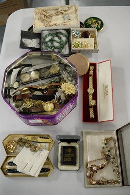 Lot 258 - A selection of costume jewellery, watches and pens