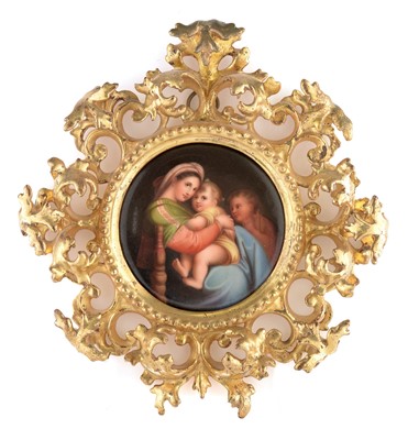Lot 554 - After Raphael porcelain plaque Madonna Della Sedia
