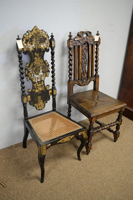 Lot 89 - Early 20th C oak chair; and a late Victorian papier machine chair.