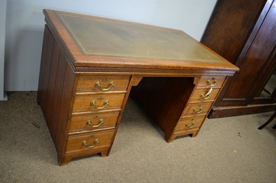 Lot 76 - Victorian oak desk.