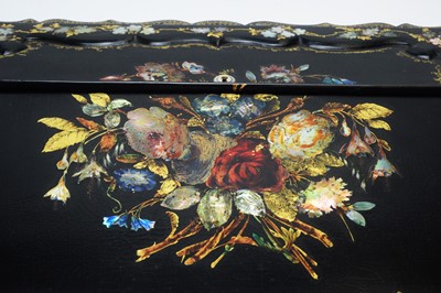 Lot 790 - A 19th Century black lacquered writing slope.