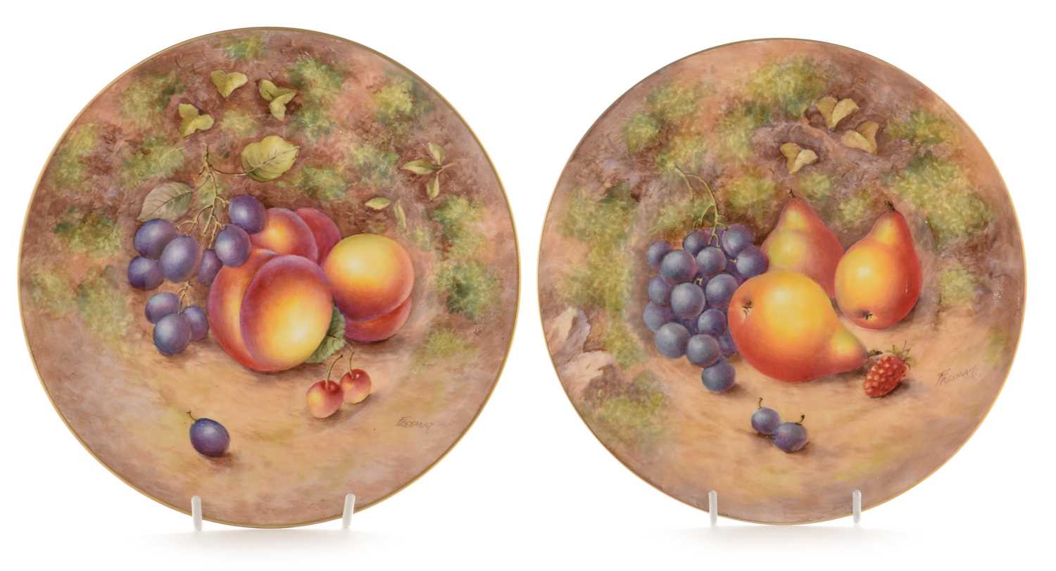 Lot 526 - Two Royal Worcester fruit painted plates signed Freeman