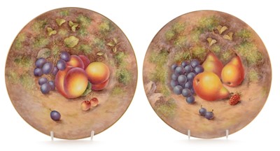 Lot 526 - Two Royal Worcester fruit painted plates signed Freeman