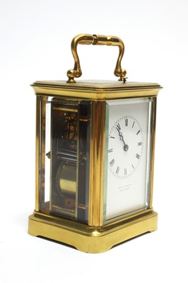 Lot 769 - A late 19th Century brass cased repeater carriage clock.