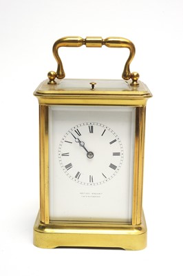 Lot 769 - A late 19th Century brass cased repeater carriage clock.