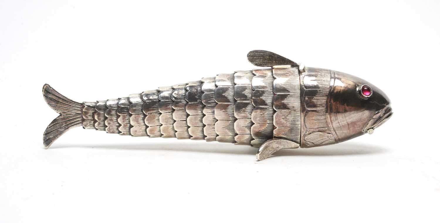 Lot 208 - Early 20th C Danish silver reticulated fish