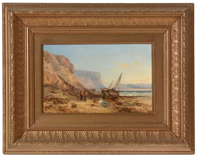 Lot 378 - R* Stubbs (19th Century) A beached fishing...
