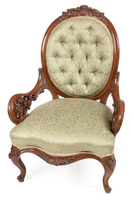 Lot 879 - Victorian mahogany show frame nursing chair