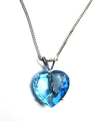 Lot 26 - A heart shaped blue topaz pendant