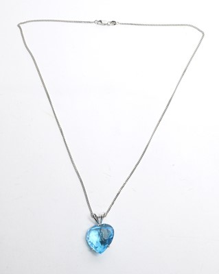 Lot 26 - A heart shaped blue topaz pendant