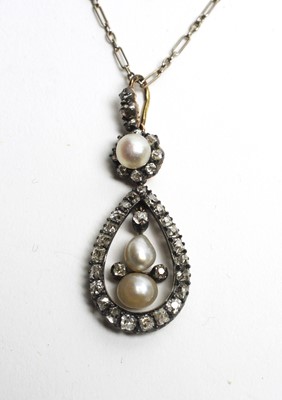 Lot 29 - A Victorian pearl and diamond pendant