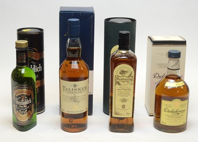 Lot 1 - Dalwhinnie, Talisker, Bushmills and Glenfiddich Whisky.