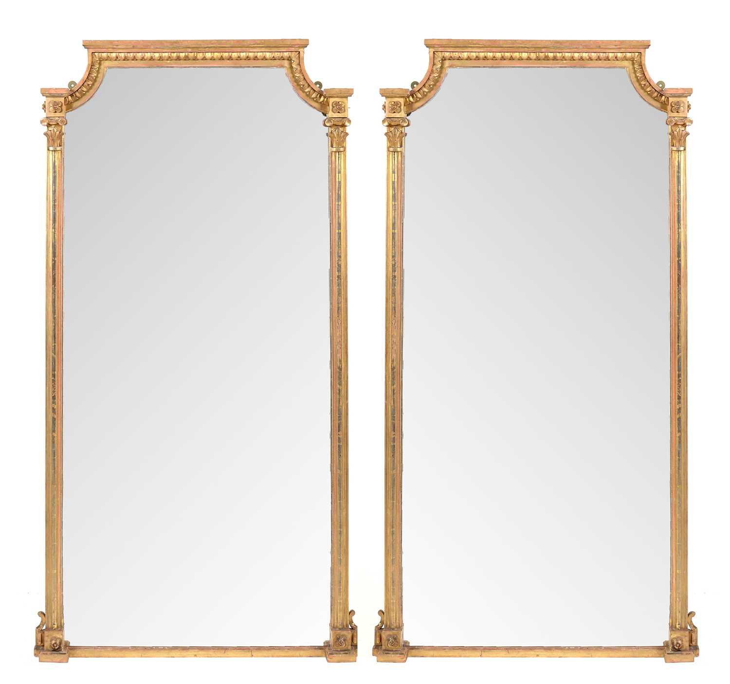 Lot 781 - Pair of 20th century gilt framed pier mirrors