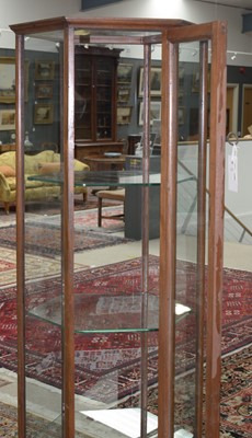 Lot 862 - Pair of Edwardian oak hexagonal display cabinets
