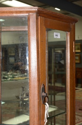 Lot 862 - Pair of Edwardian oak hexagonal display cabinets