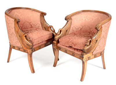 Lot 864 - Pair of 20th Century mahogany tub chairs