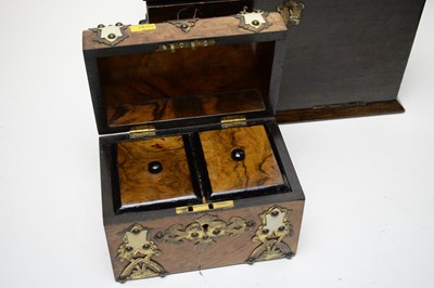 Lot 442 - 20th C writing box; 19th C tea caddy; and a Persian box.