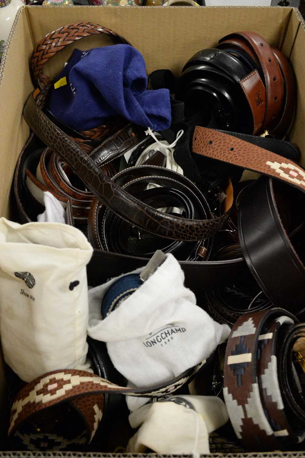 Lot 457 - Large selection of gent's belts; and a Piette Cardin hat.