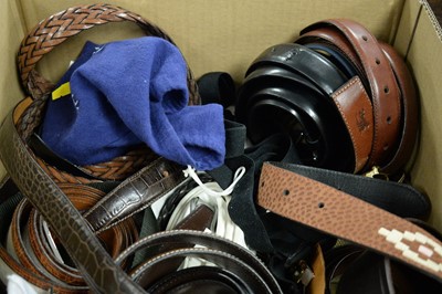 Lot 457 - Large selection of gent's belts; and a Piette Cardin hat.
