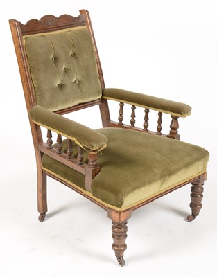 Lot 873 - Victorian mahogany easy armchair