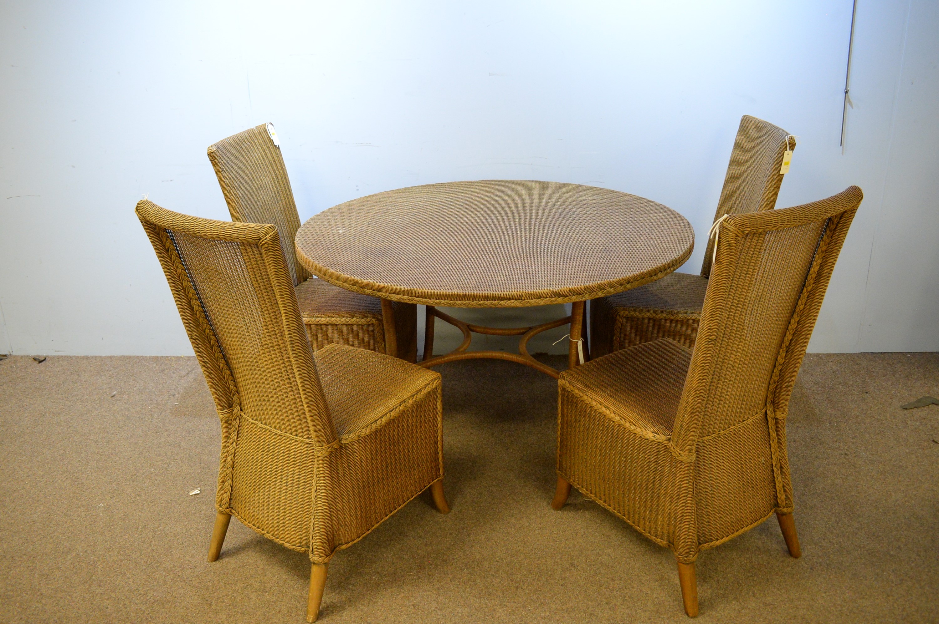 Lot 20 20th C wicker table and chairs