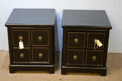 Lot 27 - Pair of ebonised ash bedside tables