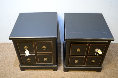 Lot 27 - Pair of ebonised ash bedside tables