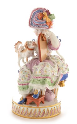 Lot 545 - Meissen figure with dog