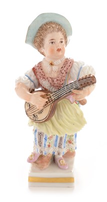 Lot 546 - Small Meissen figure girl and mandolin