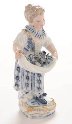 Lot 547 - Meissen figural salt, Meissen small figure of a girl