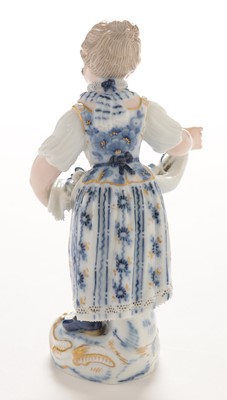 Lot 547 - Meissen figural salt, Meissen small figure of a girl