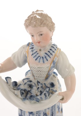 Lot 547 - Meissen figural salt, Meissen small figure of a girl