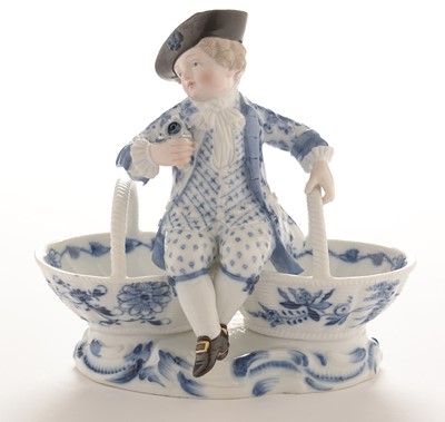 Lot 547 - Meissen figural salt, Meissen small figure of a girl