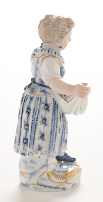 Lot 547 - Meissen figural salt, Meissen small figure of a girl