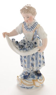 Lot 547 - Meissen figural salt, Meissen small figure of a girl