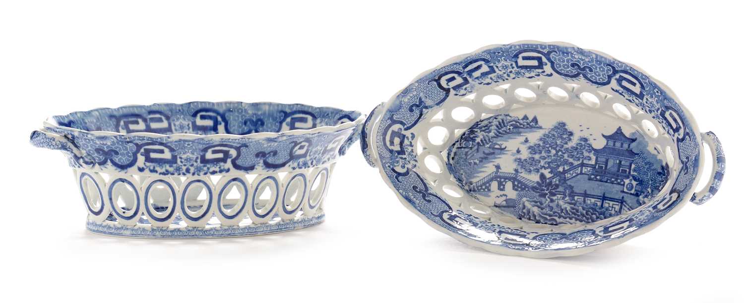 Lot 507 - Pair pearlware chestnut baskets.