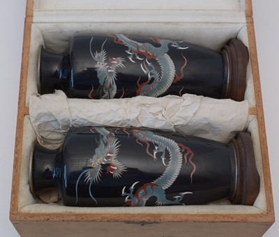 Lot 495 - 2 pairs of Japanese cloisonne vases