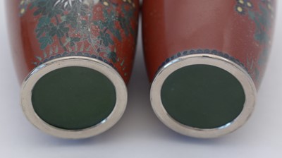 Lot 495 - 2 pairs of Japanese cloisonne vases