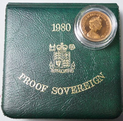 Lot 229 - Queen Elizabeth II gold proof sovereign, 1980,...